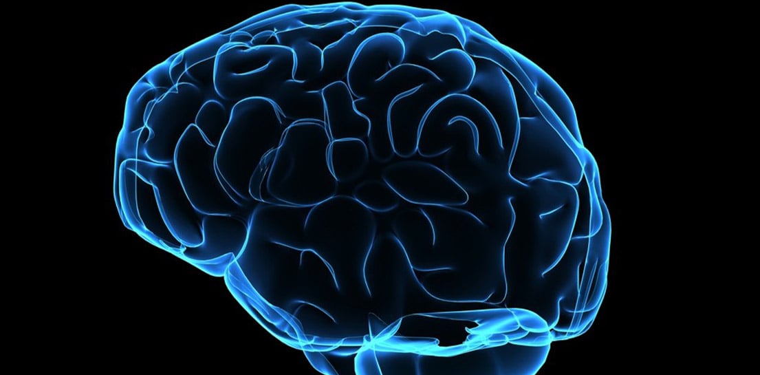 Brain scan in blue
