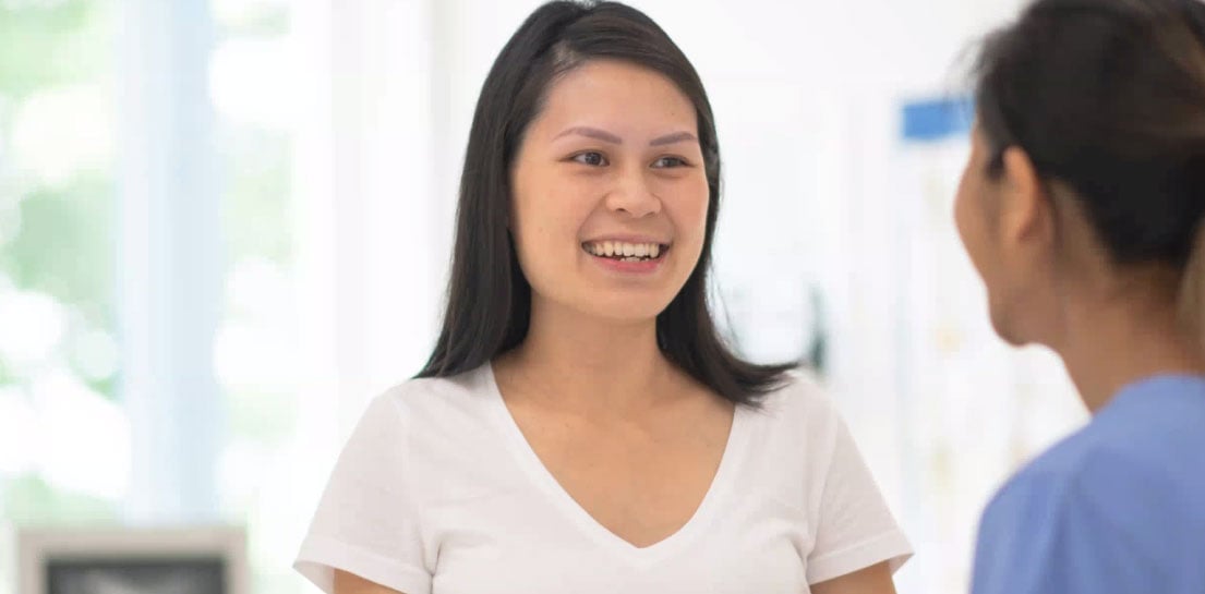 Patient and doctor conversing