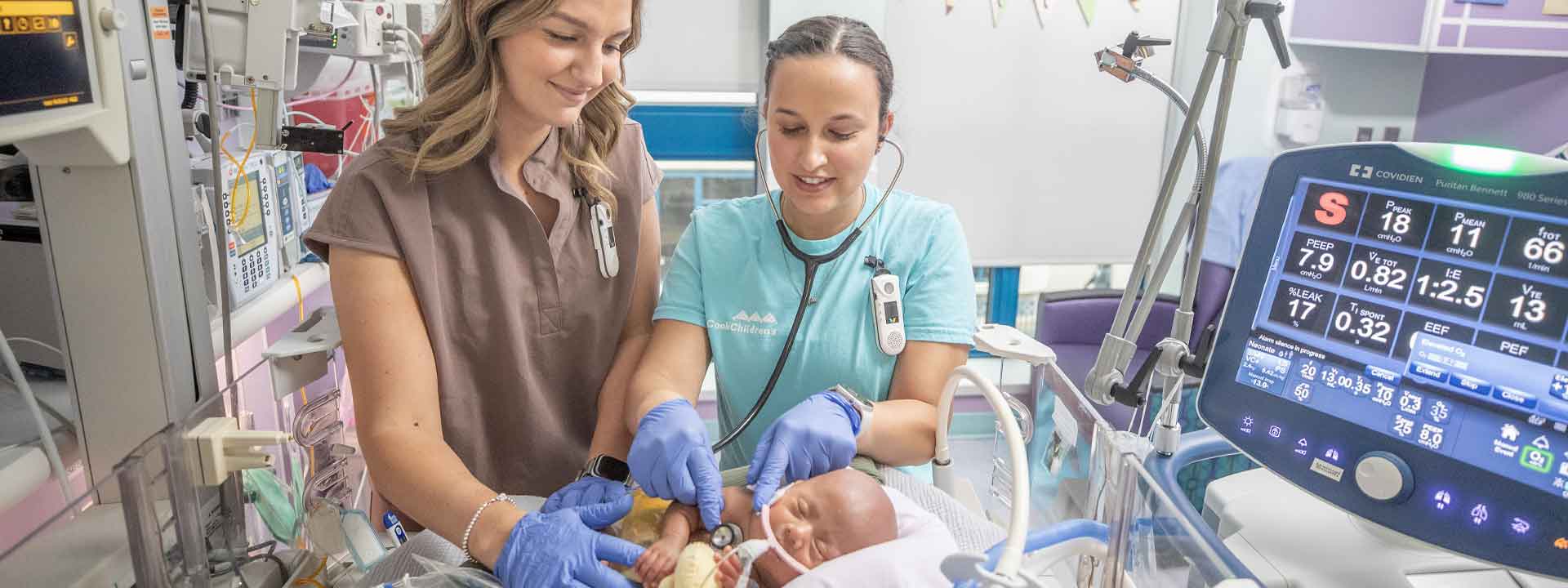 Baby being cared for in NICU
