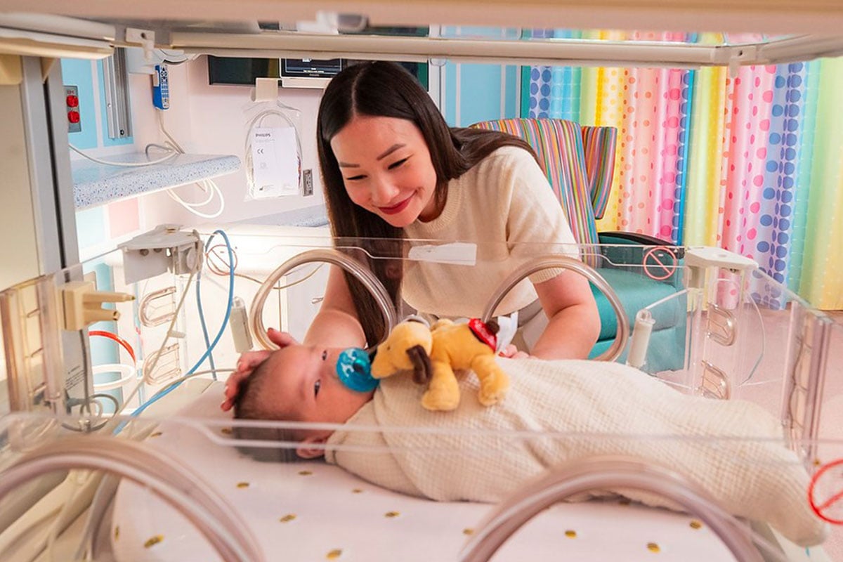 Mother and child in Prosper NICU