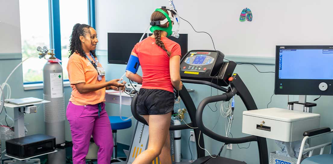 Patient being tested on treadmill