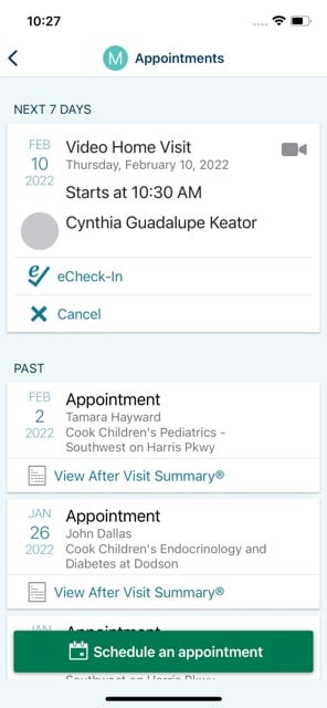 LISTING OF ALL APPOINTMENTS TAP ON THE VISIT TO OPEN DETAILS